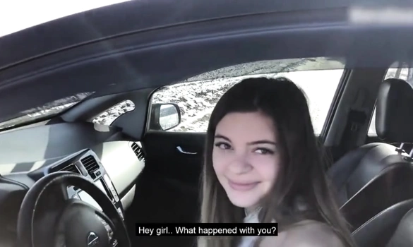 Секс в машине с русской незнакомкой